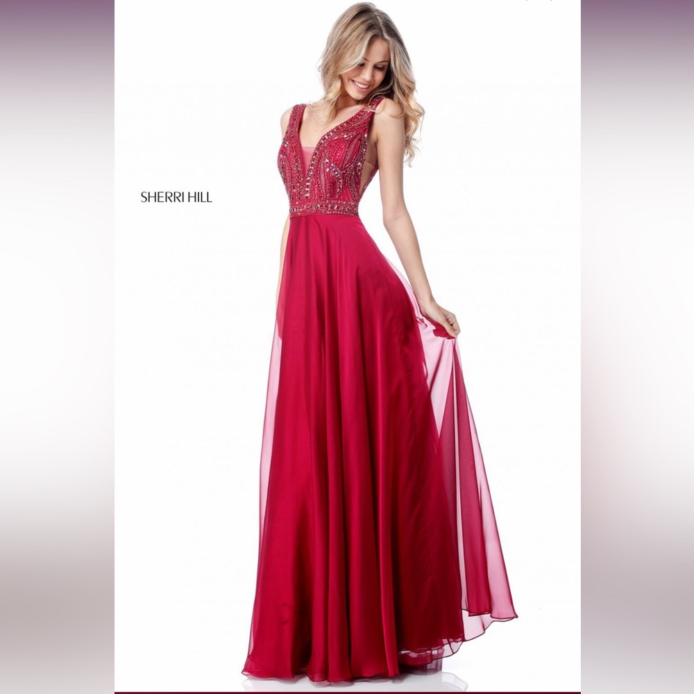 Sherri Hill 51874 Ruby Red Long Gown